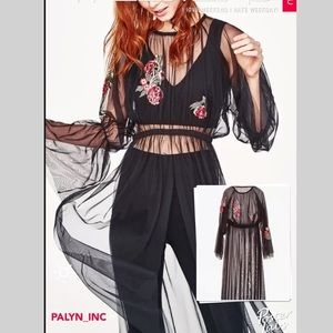 LAST size M NWT ZARA MIDI EMBROIDERED TULLE TUNIC DRESS